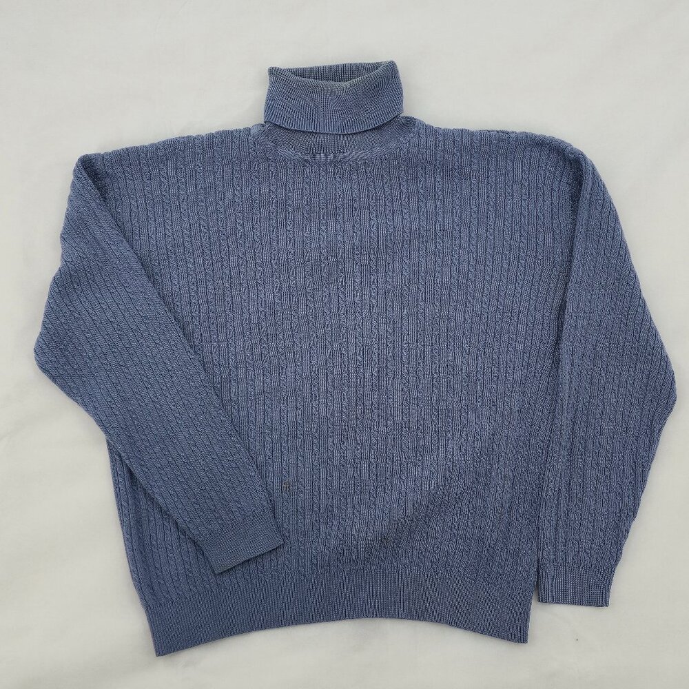 Barry‎ Bricken Vintage Women's Turtleneck Sweater Blue Size M